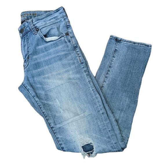 American Eagle Outfitters Other - AMERICAN EAGLE Men's Light Wash Distressed Slim Straight Stretch Jeans 28x30